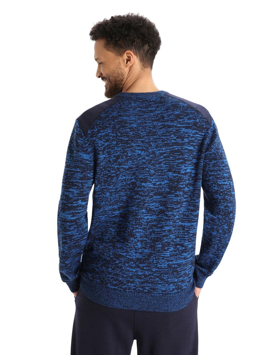 Men's Icebreaker Merino Barein Crewe Sweaters Midnight Navy / Lazurite | CA 1729EBCX